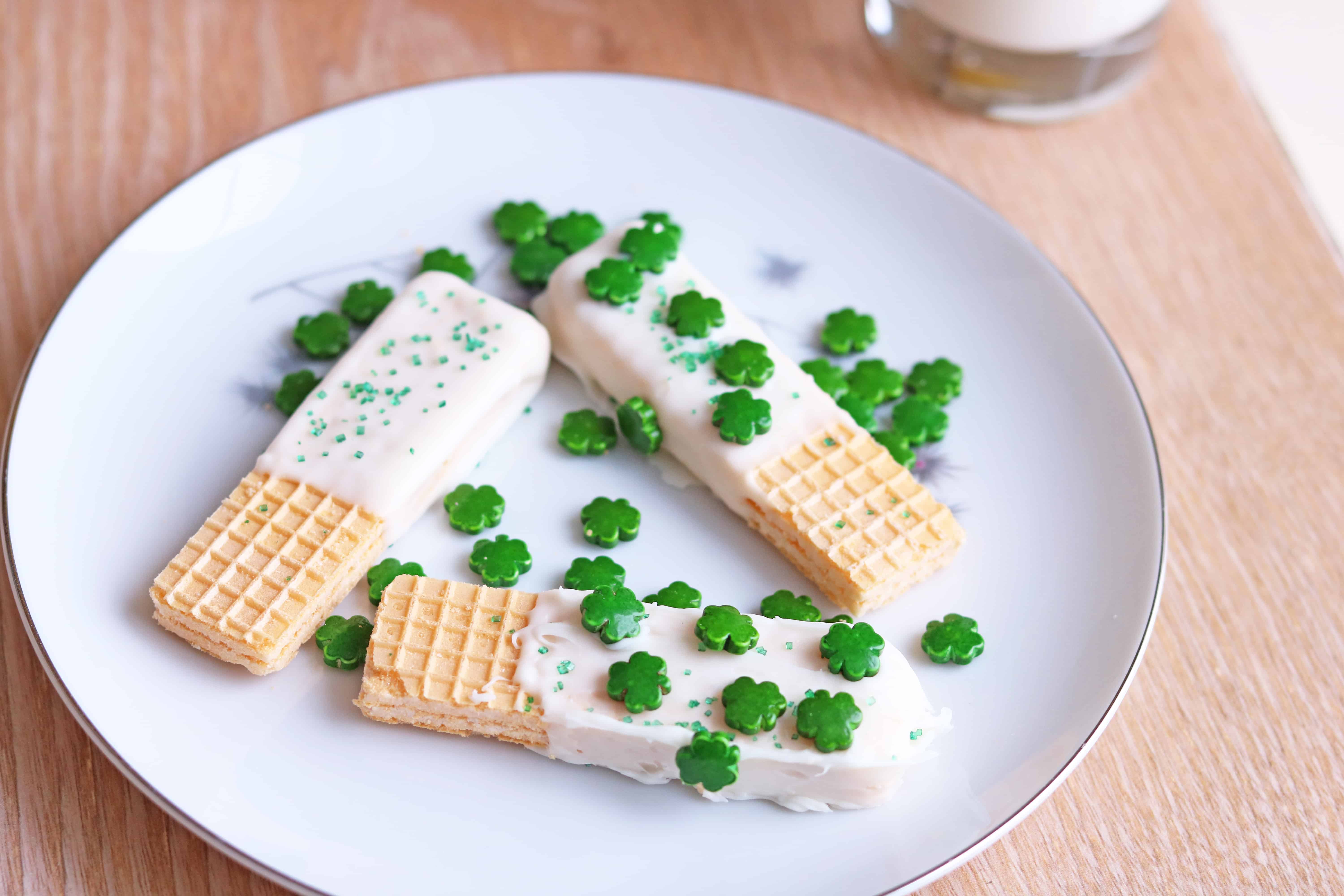 St. Patty's Day White Chocolate Dipped Wafers